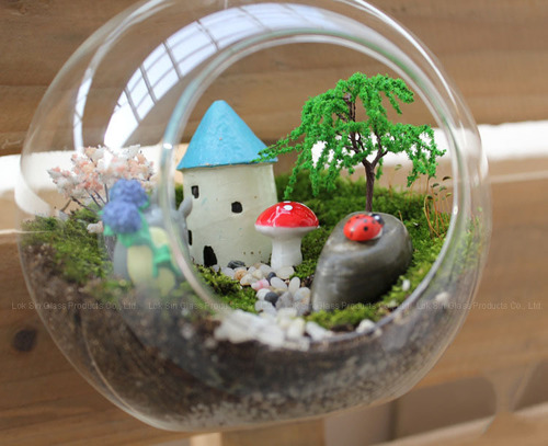 Simple hanging micro landscape ecological bottle succulent glass vase crystal transparent round manufacturer wholesale