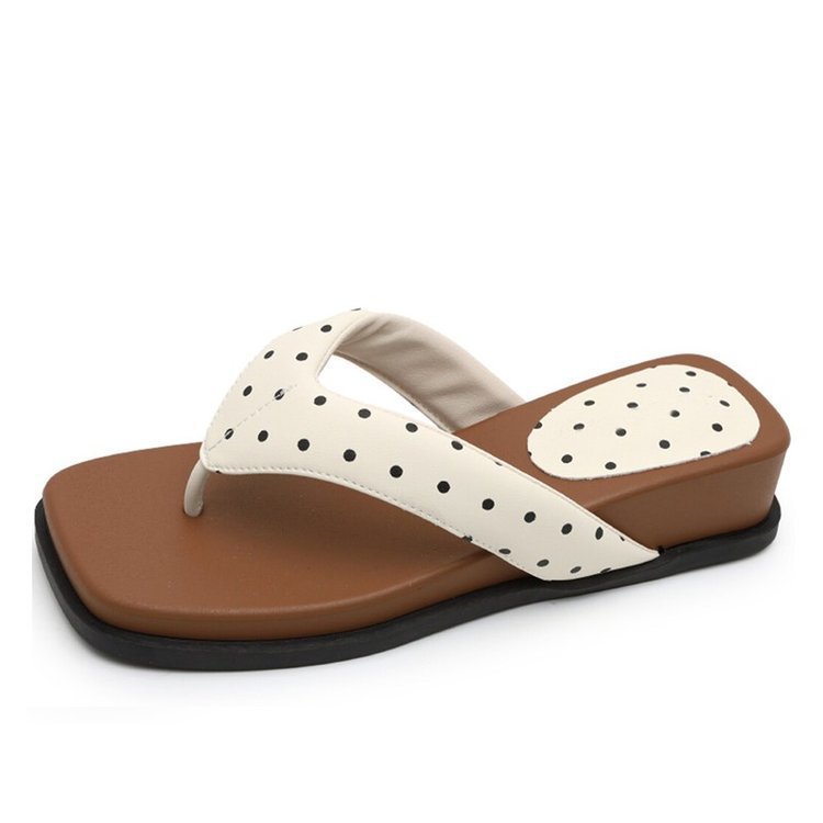 Retro viento pequeño ondulado punto de flip flops mujeres 06 muffin de verano fondo grueso para usar zapatillas casuales image 5