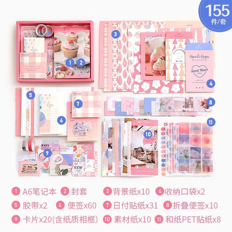 芯莫 欧米風蝶々図鑑 暖寄シリーズ ハンドブック素材ギフトボックス 可愛い女の子心方眼ノートセット