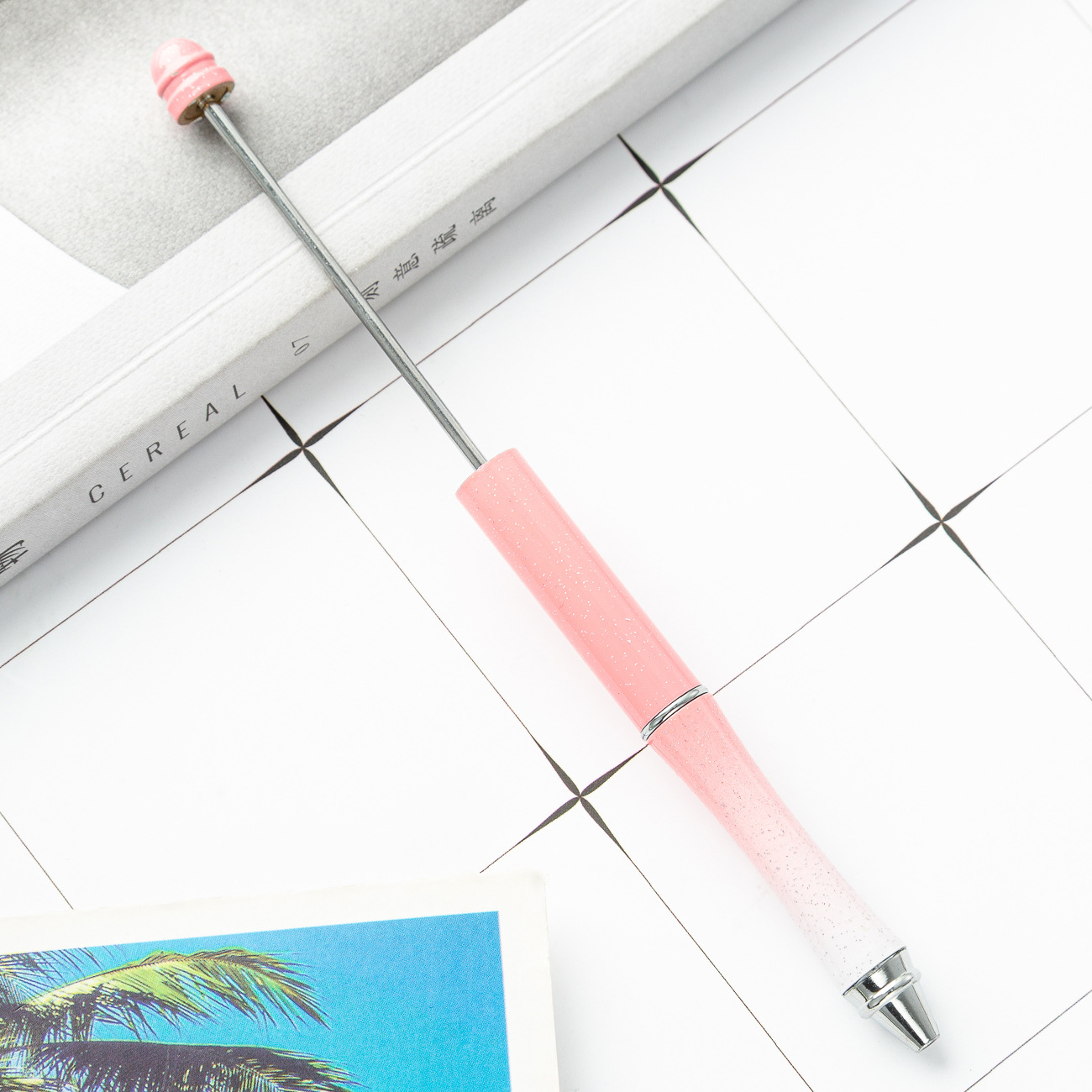 Pluma de cuentas de metal en stock al por mayor creativo con cuentas bolígrafo DIY bolígrafo personalidad metal DIY pluma con cuentas