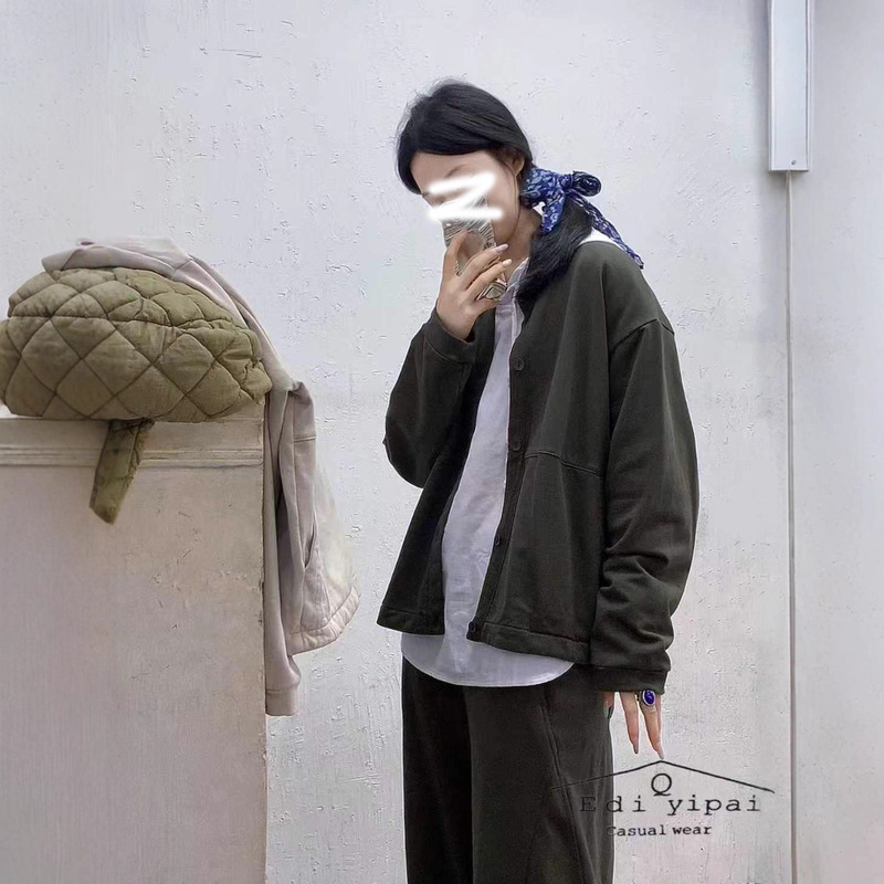 圆领拼接新款上衣女纯棉秋季纯色休闲外套百搭卫衣宽松|undefined