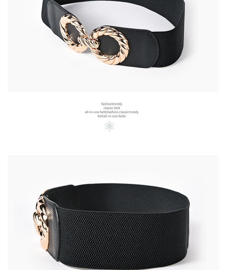 New Alloy Double Round Buckle Elastic Wide Waistband display picture 4