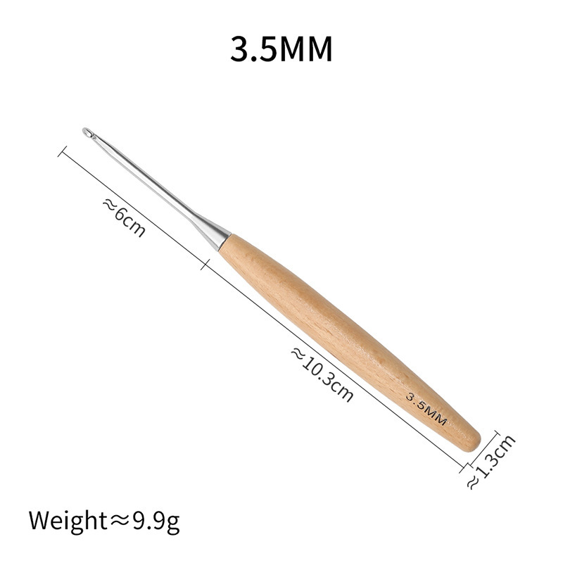 Nuevo suéter de ganchillo con mango de madera transfronterizo, gancho tejido, herramienta de tejido de bricolaje hecha a mano, ganchillo de lana sólida de un solo cabezal
