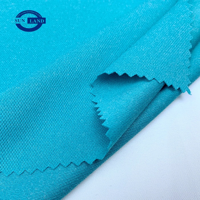 凉感速干阳涤小网眼 方格针眼 运动服装T恤面料 春夏双色短袖上衣