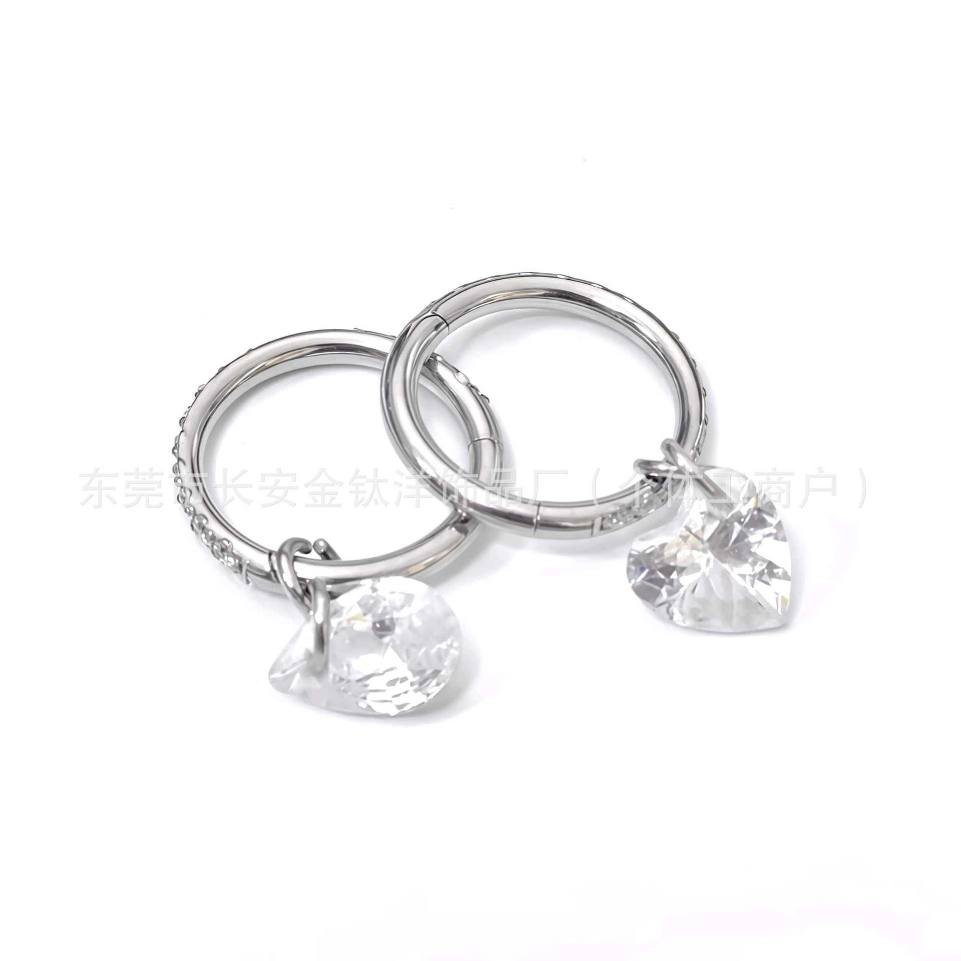 F136 Titanium Inlaid Pendant with Diamonds Closed Ring Lip Nail Nose Nail Ear Nail Ear Bone Nail G23 Titanium Alloy Piercing Jewelry detail image 7