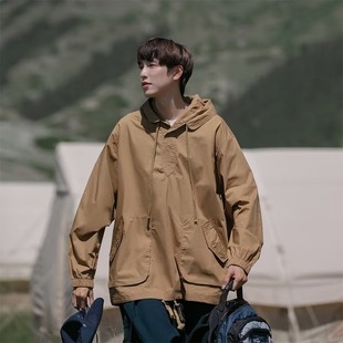 American Style Jacket Men's Spring and Autum 2025 New Trendyy Brand Functional Outdoor Waterproof Workwear Hooded Jacket
