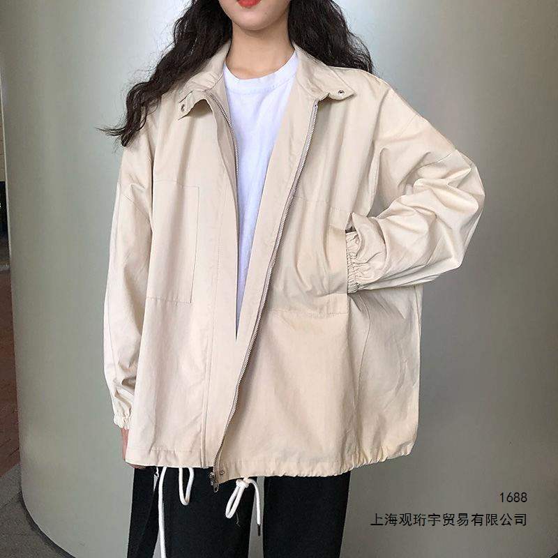 春季风衣外套女2026新款原宿BF风学生宽松韩版百搭长袖工装上衣潮