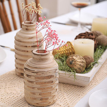 新款北欧风桐木花瓶容器桌面插花装饰摆件艺术品家居房间实木花瓶