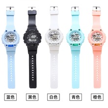 厂家批发时尚运动多功能电子表夜光防水版马卡龙款电子手表