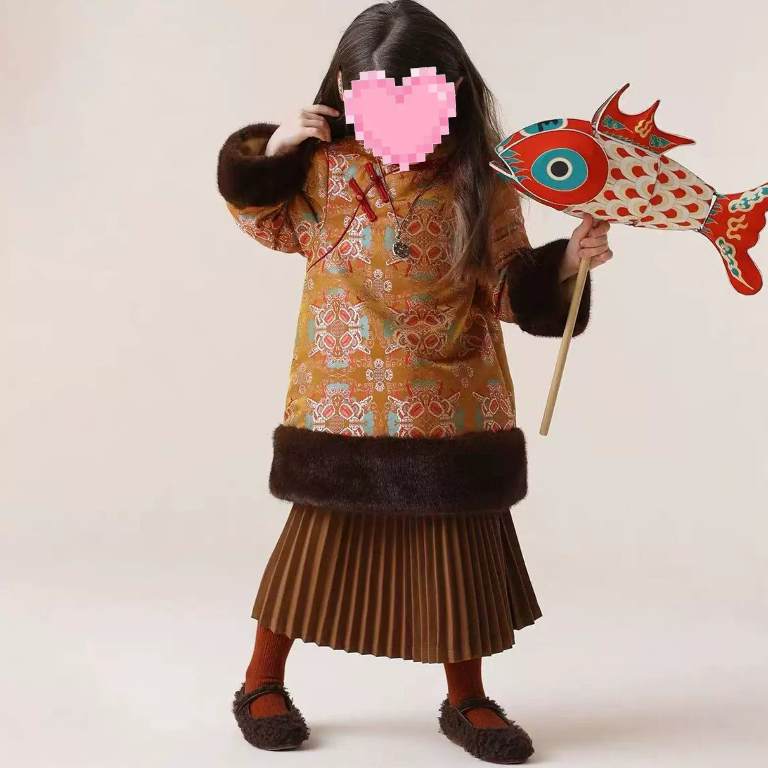 女童2026新年旗袍马甲连衣裙套装儿童加厚拜年服宝宝棉服潮