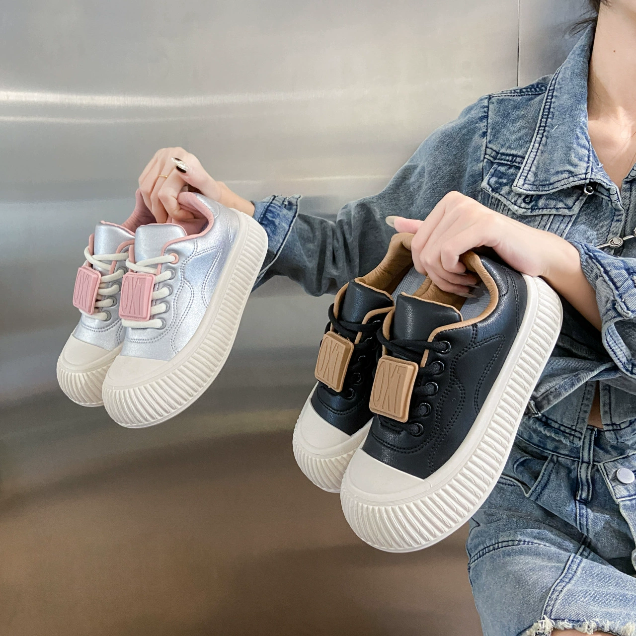 Обувь для Южной Кореи ulzzang женская обувь 2023 года для досок ins Универсальные туфли на толстой подошве с головой, студенческие туфли для досок, женские высококачественные