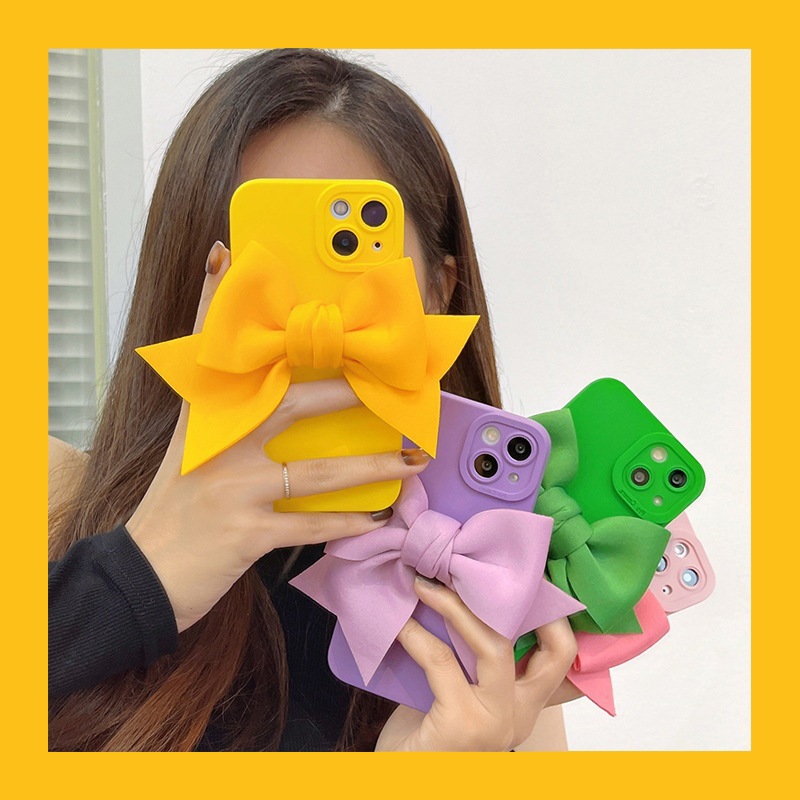3d Bowknot Silicone Phone Case For Iphone 17 16 15 Pro Max Stylish_voghion.com
