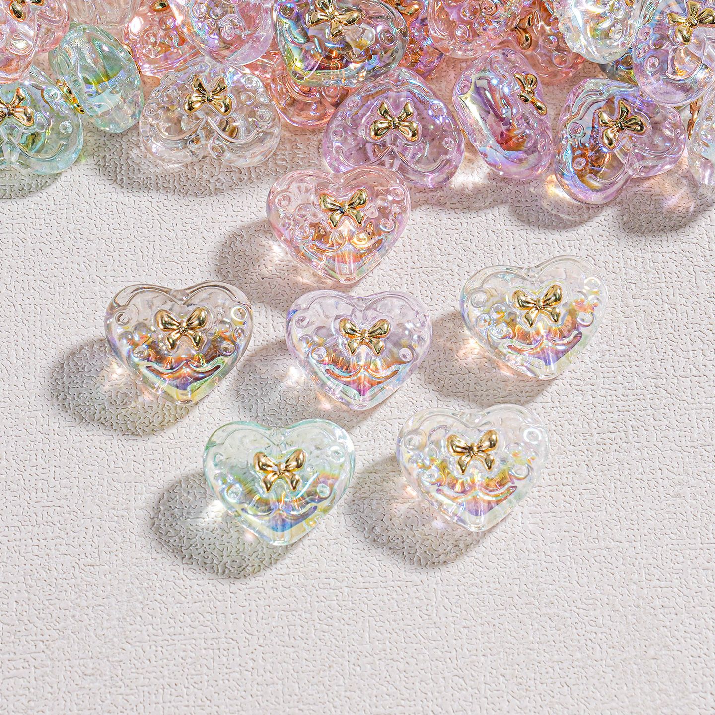 Ma Bei transparente amor con cuentas de oro resina hecha a mano DIY cadena de teléfono móvil bolso cadena collar pendientes accesorios para el cabello