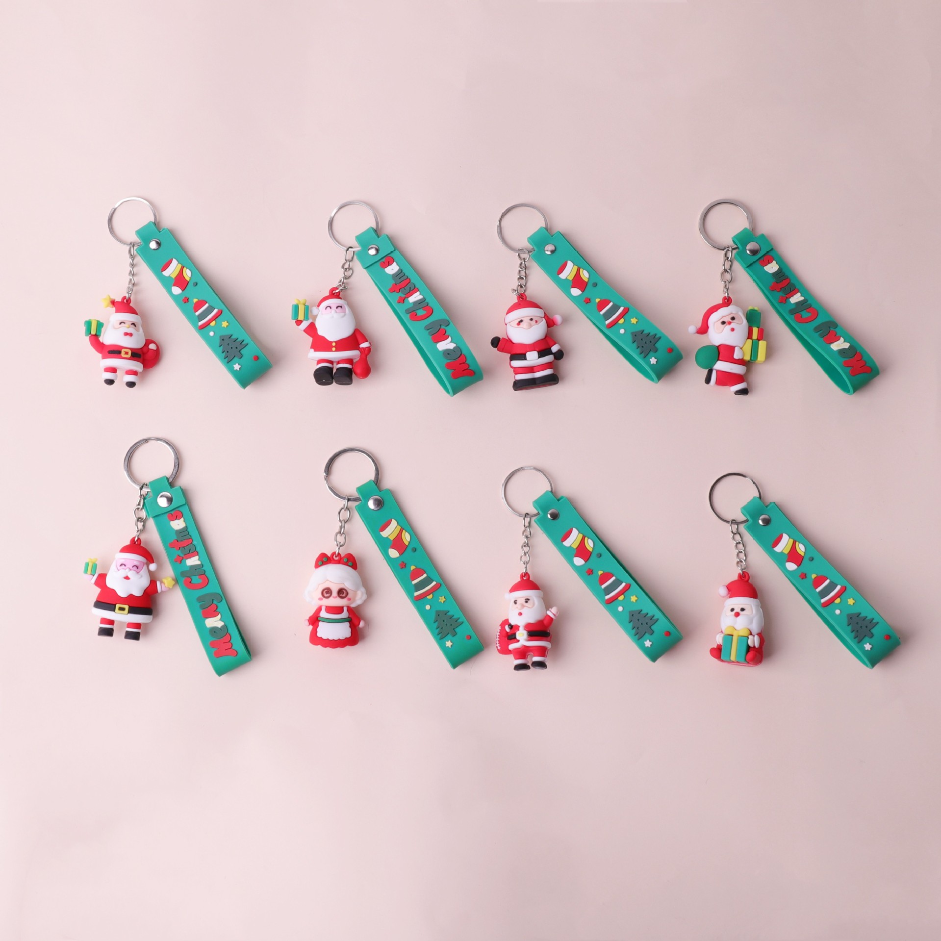 Nuevo cruzado de Navidad llavero colgante muñeca de Papá Noel bolsas de coches colgando joyas regalos de Navidad árbol