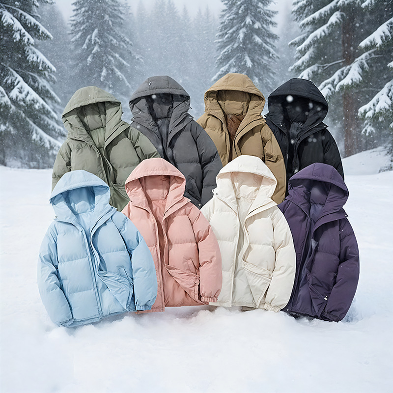 2025冬天情侣纯色得物二开棉衣男女外套冬季棉衣加厚潮牌大码立领