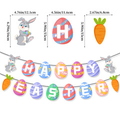 Cross-border Easter HAPPY EASTER Egg Rabbit Carrot Banner Flag Decor Wholesale Custom