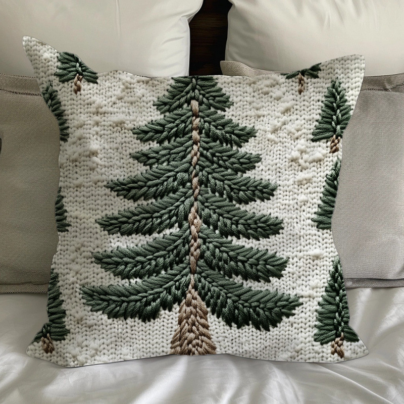 Christmas Cross-Border Pillow Cover Printed Christmas Tree Sofa Home Decoration Cushion Cover Bay Window Christmas Decoration Wholesale