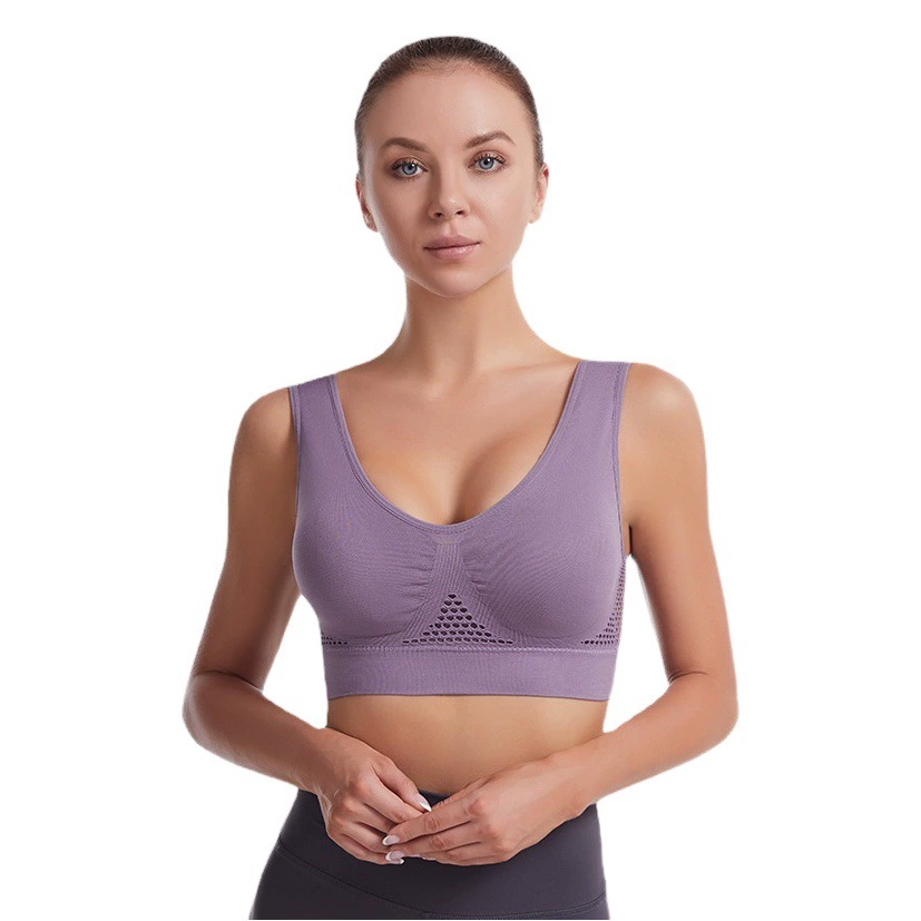 Спортивный бюстгальтер без стального кольца полые сетчатые дышащие отверстия спортивный бюстгальтер противоударный Йога Бег плюс размер Нижнее белье Женщины