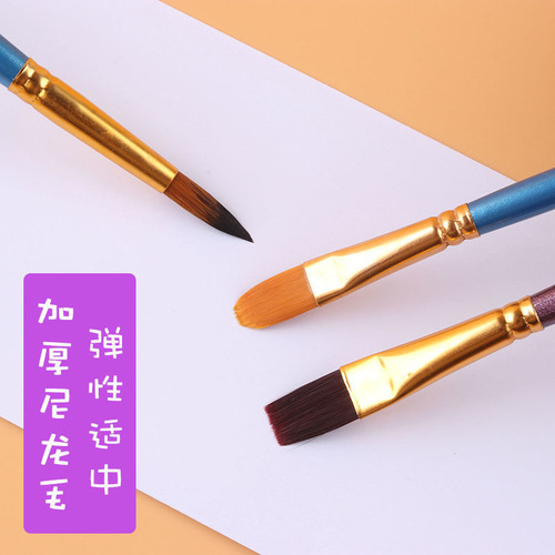 Artis watercolor brush round head flat head pointed round head nylon brush brush gouache acrylic oil paint brush 10 pieces