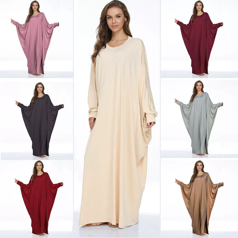 Платье кафтan plus size, единый размер свободного кроя с шарфом, в нескольких цветах