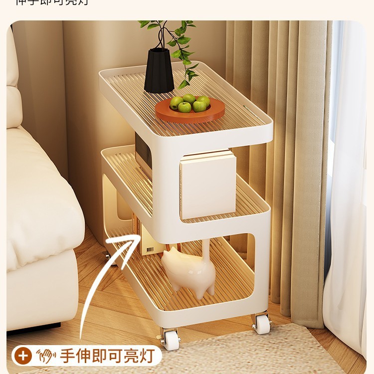 沙发边几轻奢高级感客厅可移动小茶几小推车床头置物架边柜|undefined