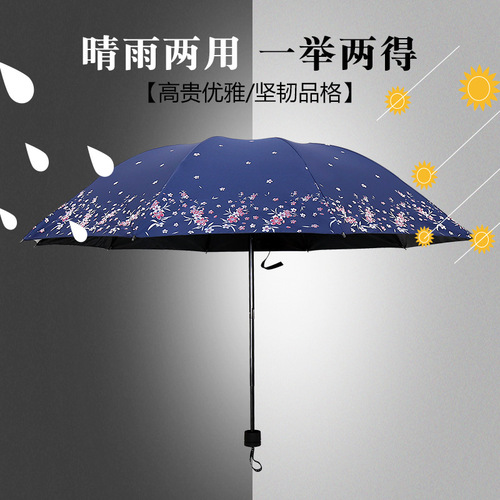 Ten-bone 65cm vinyl wintersweet pattern double sunny umbrella sun protection sunshade umbrella sun advertising umbrella foreign trade umbrella