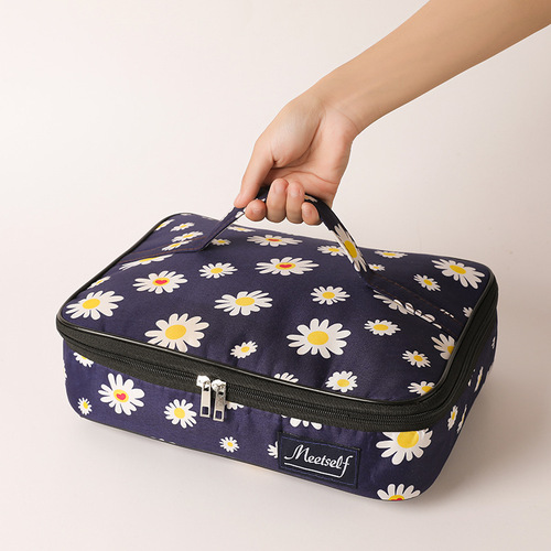 New style aluminum foil thickened bento bag for students, lunch box bag with insulation, large size hand-held lunch picnic bag