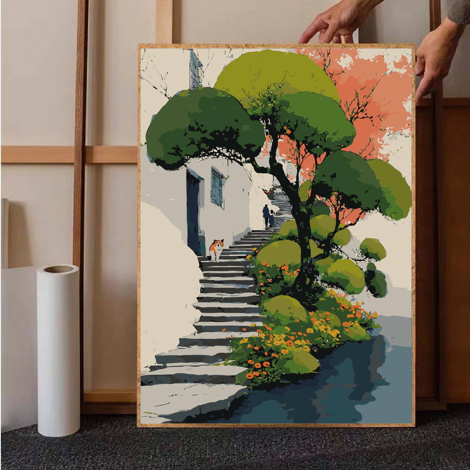 Pintura al óleo digital paisaje curado departamento de guofeng gu gu guojie pintura decorativa pintura a mano diy relleno pintura al óleo descompresión pintura a mano