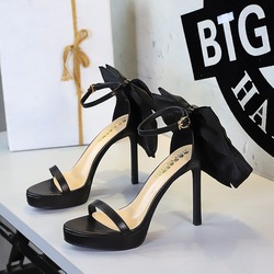 7251-H102M European and American style high-end feeling Pana pattern toe exposed super high heels waterproof platform bow sexy sandals for women
