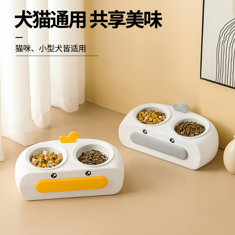 Cats and Dogs Universal Ceramic Double Bowl Cute Par-mouth Duck Cat Food Basin Dog Bowl Rice Basin Cat Drinking Water Feeding Pet Supplies