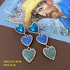 Factory live broadcast supply Mid -mysterious Blue color Byzantine style silver -needle earrings love stitching geometric earrings