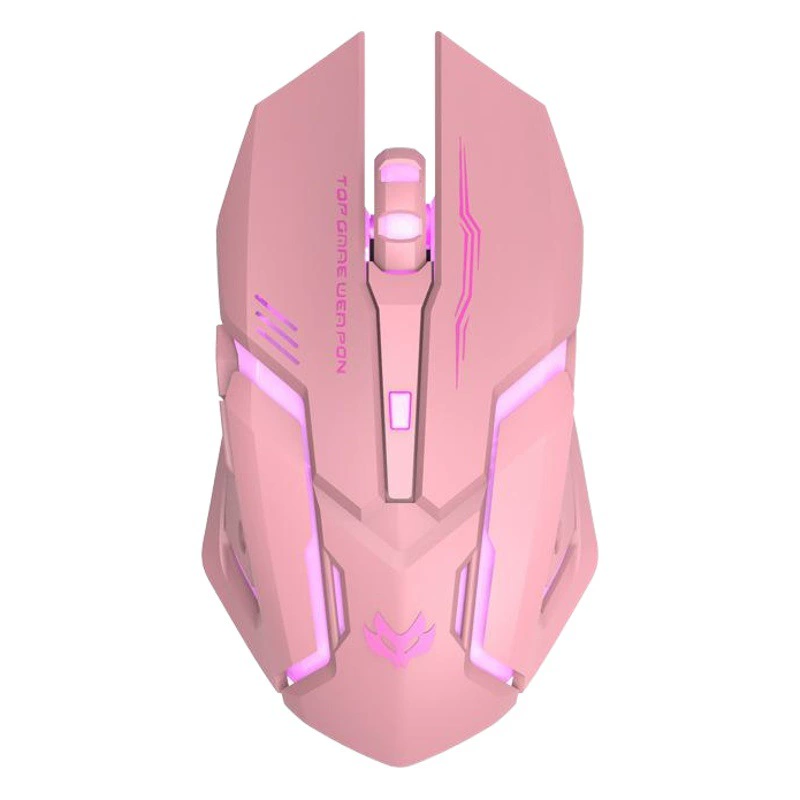Прямая поставка с завода Новая в наличии немая Милая светящаяся розовая мышь беспроводная зарядная игра Мышь Механическая мышь