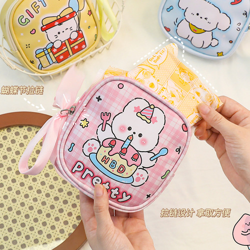 Cute girls menstrual bag girl portable sanitary tampon bag aunt towel storage bag large capacity coin bag wholesale