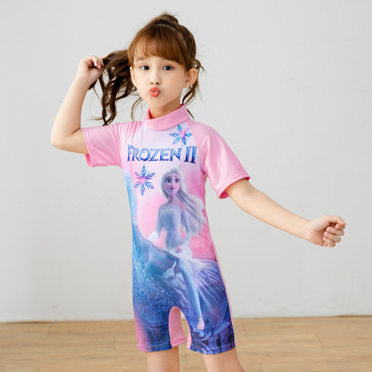 Traje de baño para niños de dibujos animados de comercio exterior traje de baño para niñas de una pieza bebé mediano y pequeño traje de baño para niñas traje de surf manga larga