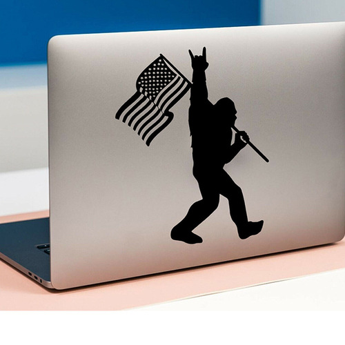 Foreign trade cute gorilla holding a flag, funny and humorous reflective waterproof car sticker, scratch hiding sticker with patterns