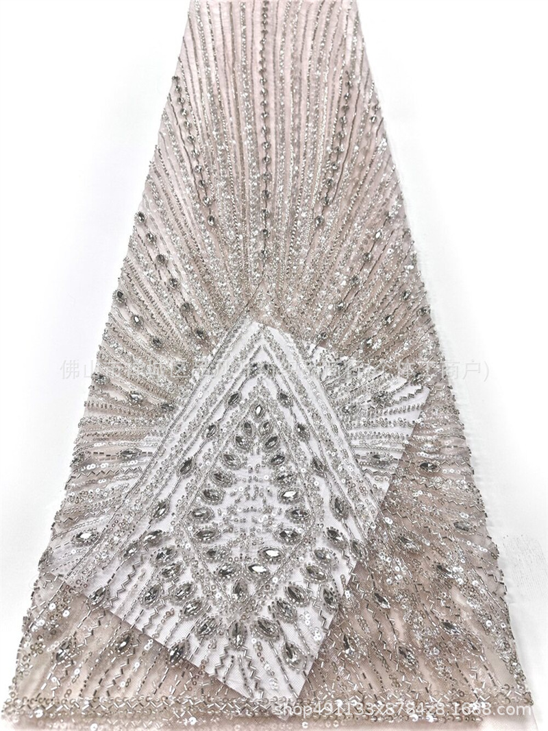 Vertical V radiante tubo de diamante de plata tela de malla de tela de vestido delgada larga cortar al por mayor