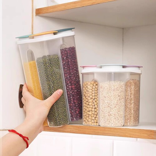 Sealed Jar for Grains & Cereals, Household Noodle Storage Box, Kitchen Bean & Grain Storage Container with Compartments for Rice and Miscellaneous Grains