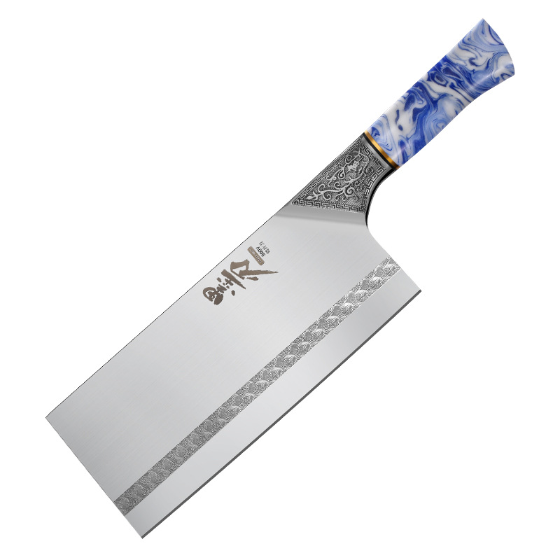 잉크 블레이드 S90V 분말 강철 판타지 파란색과 흰색 도자기 수지 손잡이 슬라이스 나이프