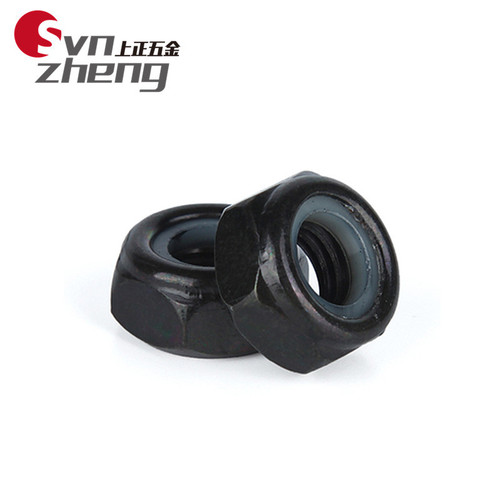 M2M2.5M3M4M5M6M8M10M12 iron galvanized black nylon lock nut black zinc hexagonal lock nut