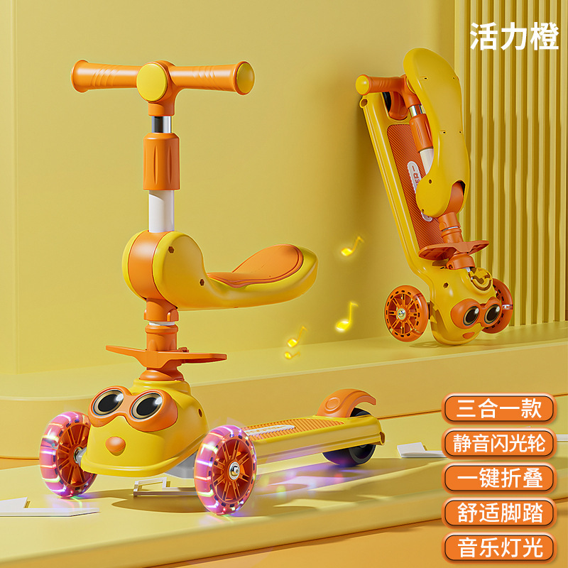 Scooter para niños 1-3-6-12 años, el bebé tres en uno puede sentarse en un niño resbaladizo, tesoro femenino, coche de princesa