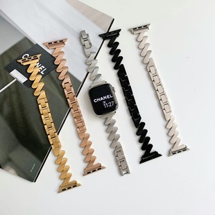 Women's Wave Stainless Steel Metal Strap for Apple Apple watch10/98SE76 Strap Zinc Alloy
