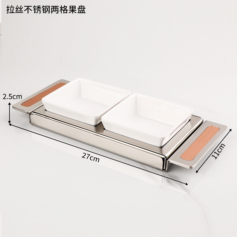 Ktv acero inoxidable cepillado conjunto completo suministros de Decoración de mesa caja de negocios Cenicero plato de fruta Luz de lujo decoración de escritorio traje