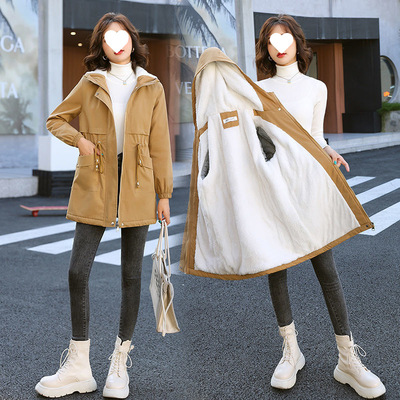 Windbreaker 2022 new pattern winter Korean Edition leisure time Easy overcoat Western style thickening Mid length version Cotton coat