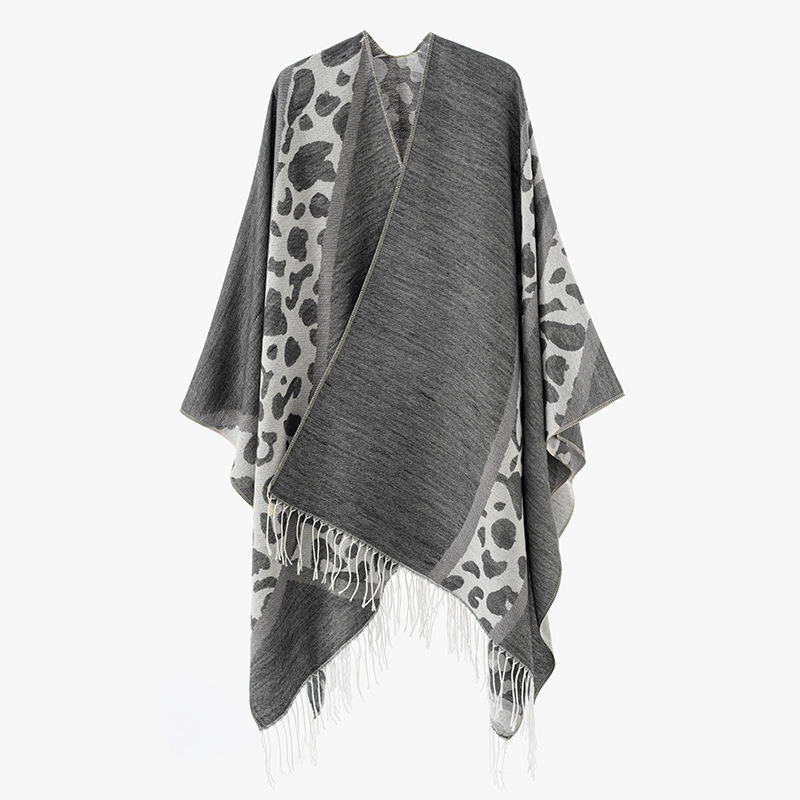 2024 nueva primavera / otoño / invierno de moda damas leopardo capas turísticas bordas bifurcadas chal alto caliente exterior