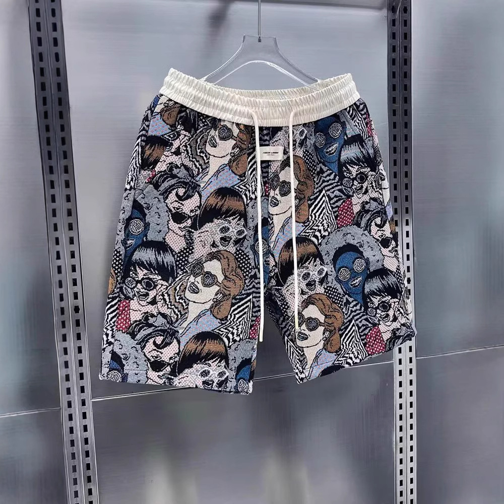 Verano nuevo estilo de alta marca Jacquard pantalones cortos casuales de moda masculinos sueltos pantalones deportivos transpirables