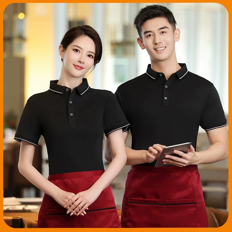 Официант рабочая одежда кейтеринг с коротким рукавом на заказ летнее барбекю горячий горшок чай с молоком Ресторан быстрого питания персонал ресторана рабочая одежда футболка