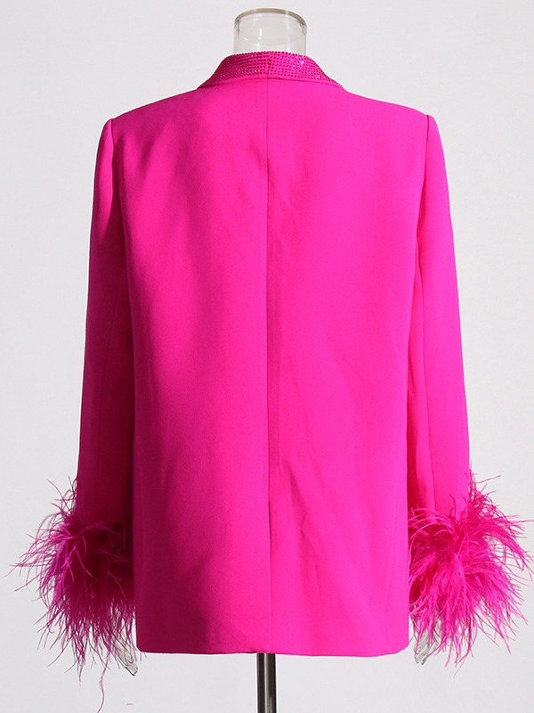 Saco Blazer con Pedrería y Plumas de Poliéster para Mujer