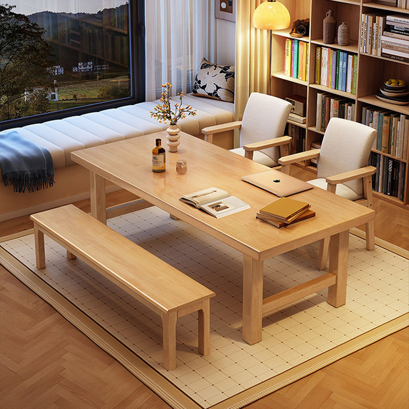 Large Executive Desk for Living Room, Long Study Desk for Home Use, Simple Multi-Person Study Table, Solid Wood Large Board Table, Dining Table Integrated with Writing Desk