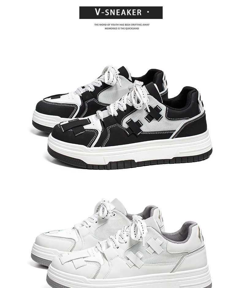Men's Casual Sneakers White Platform Comfortable Trendy Shoes_voghion.com