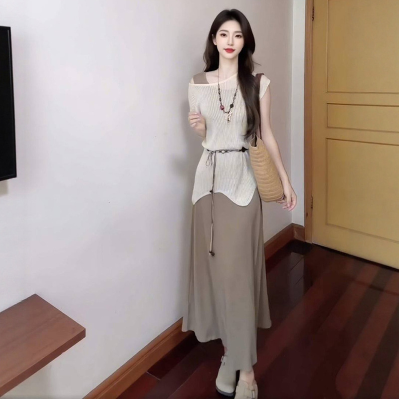 暑期热门穿搭夏天巨好看的裙子女装2025新款两件套法式小资连衣裙|undefined